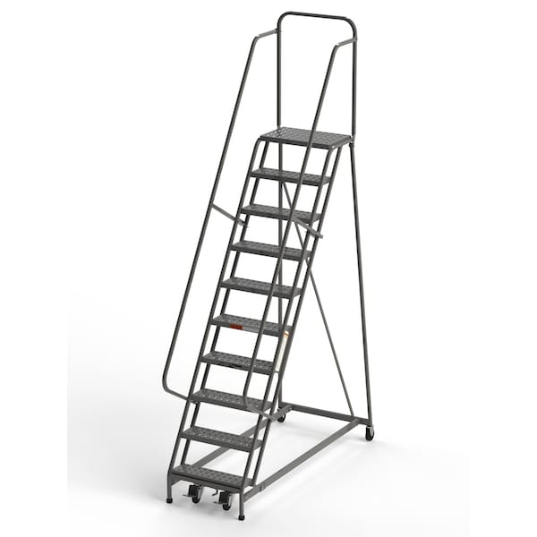 137" H Industrial Rolling Ladder (Square Tube), 10 Steps, 450 lb. Load Capacity