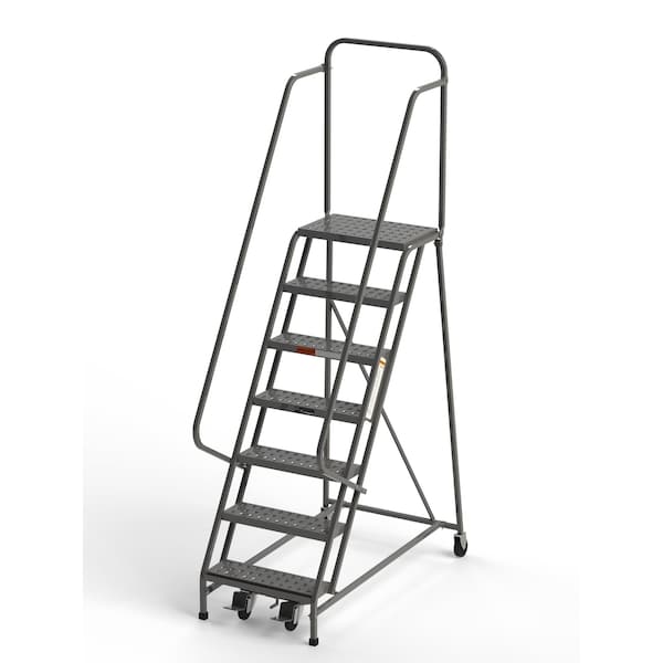 106" H Industrial Rolling Ladder (Square Tube), 7 Steps, 450 lb. Load Capacity