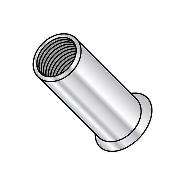 Rivet Nut, 1/4"-20 Thread Size, 0.395 in - 0.415 in Flange Dia., .580 in - .610 in L, Aluminum