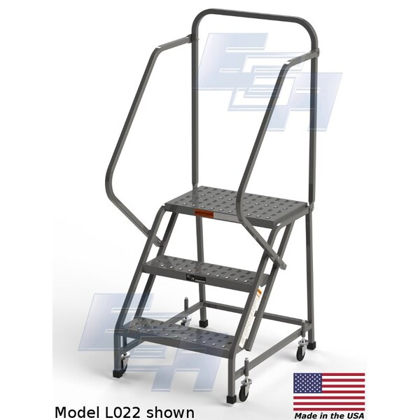 66" H Industrial Rolling Ladder (Square Tube), 3 Steps, 450 lb. Load Capacity