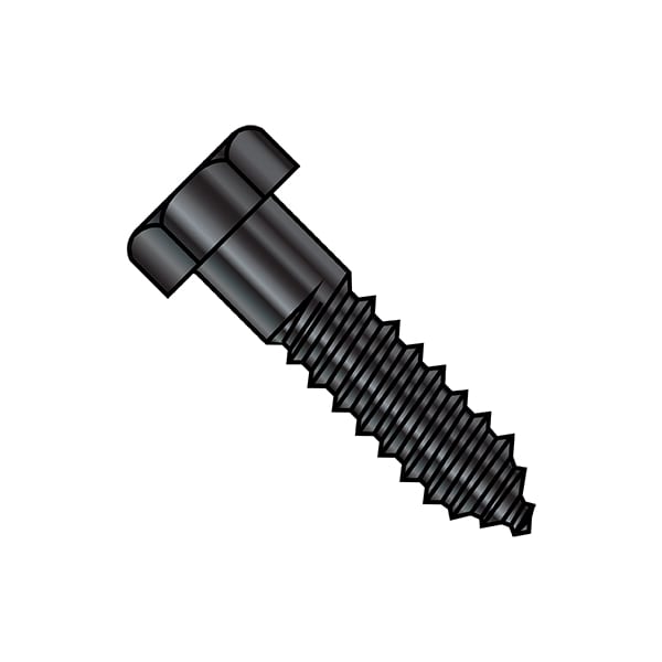 Lag Screw, 5/16 in, 6 in, Steel, Black Oxide Hex Hex Drive, 200 PK