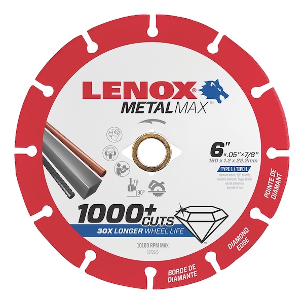 Lenox Metal Max Angle Grinder/Circular Saw Diamond Cutoff Wheel 4"X