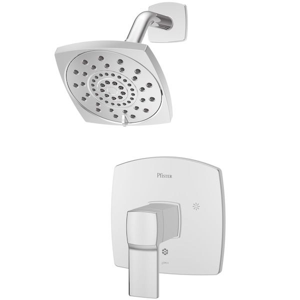 Single Handle Deckard Shower Only Trim Kit, Chrome, Polished chrome 2 Hole