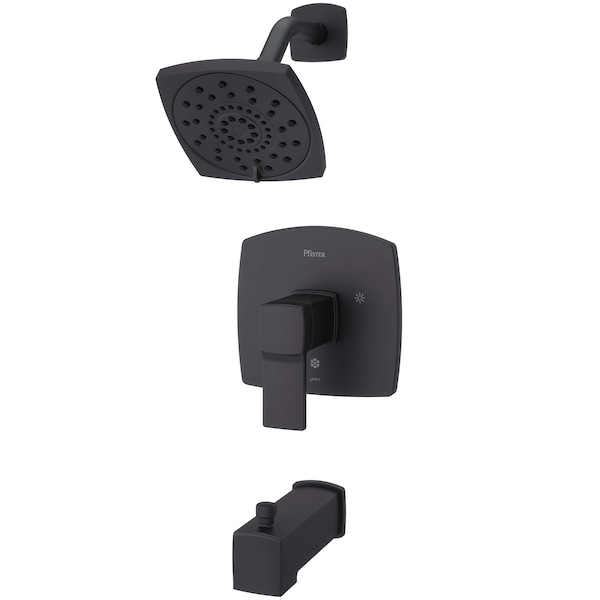 Single Handle Deckard Tub/Shower Trim Kit, Matte Blac, Matte Black 3 Hole