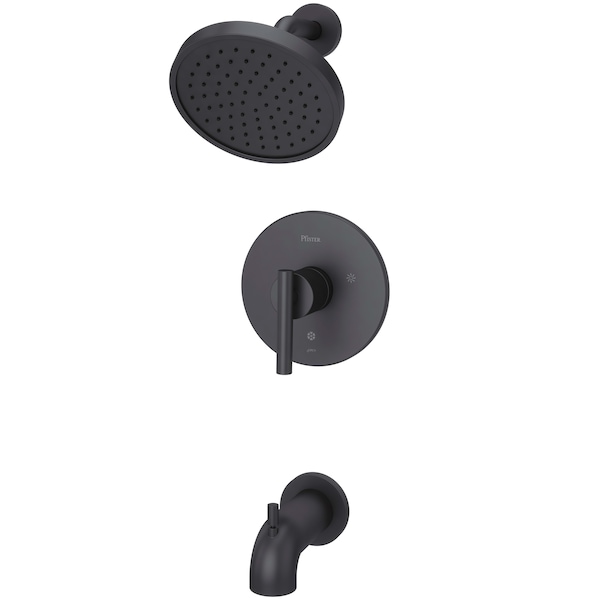 Single Handle Contempra Tub And Shower, Matte Black, Matte Black 3 Hole