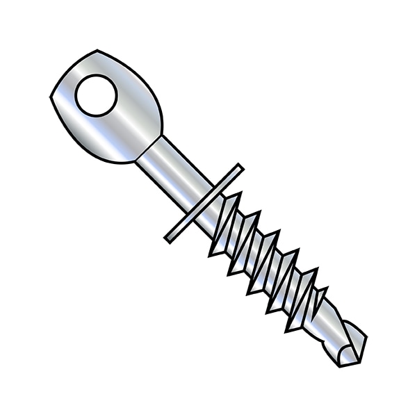 Self-Drilling Screw, 1/4" x 2 in, Zinc Plated Steel Acoustical Eye Head Phillips Drive, 1000 PK