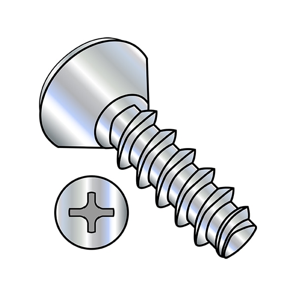 Thread Cutting Screw, #8-16 x 3/8 in, Wax Steel Oval Head Phillips Drive, 6000 PK