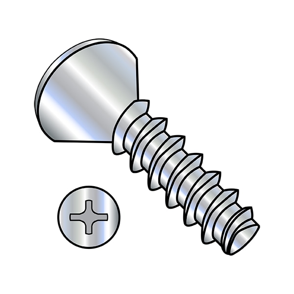Thread Cutting Screw, #8-16 x 1 in, Wax Steel Oval Head Phillips Drive, 3000 PK