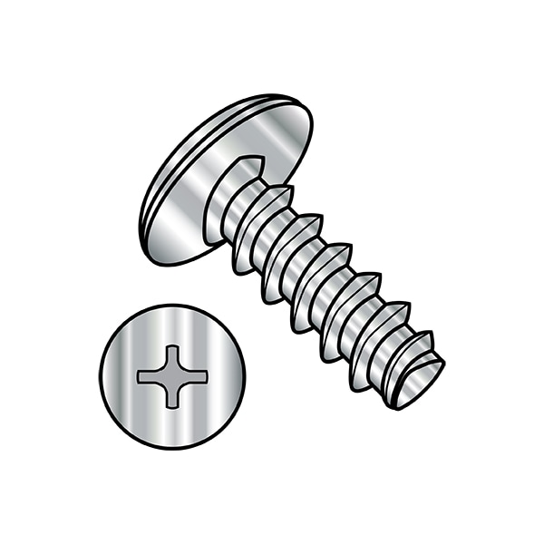 Thread Forming Screw, #8-16 x 1/2 in, Passivated Stainless Steel Truss Head Phillips Drive, 2000 PK