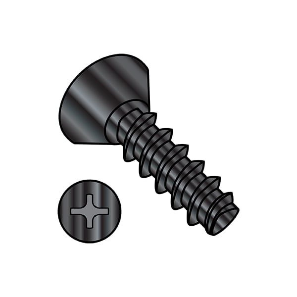 Thread Forming Screw, #10-14 x 3/8 in, Wax Steel Flat Head Phillips Drive, 10000 PK