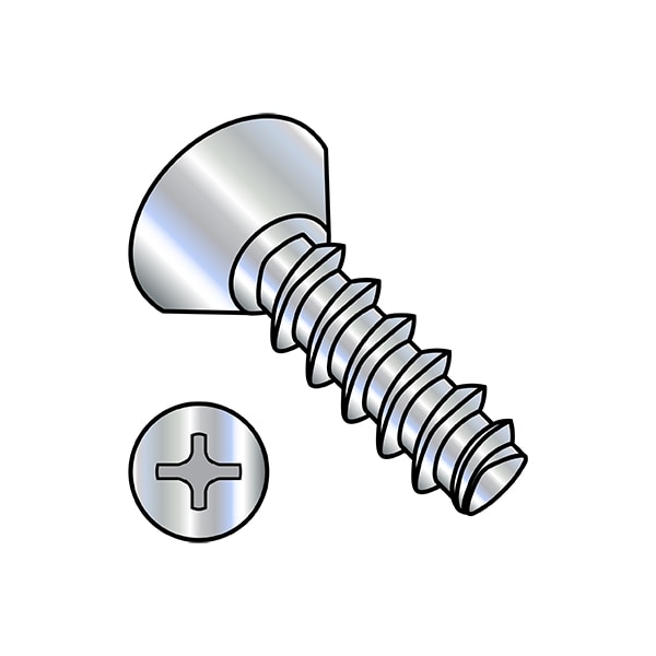 Thread Forming Screw, #8-16 x 3/8 in, Wax Steel Flat Head Phillips Drive, 10000 PK