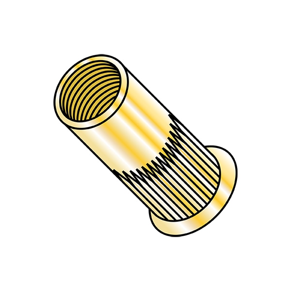 Rivet Nut, 1/4"-20 Thread Size, 0.445 in - 0.465 in Flange Dia., .590 in - .610 in L, Steel