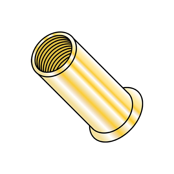 Rivet Nut, 1/4"-20 Thread Size, 0.375 in - 0.379 in Flange Dia., .590 in - .610 in L, Steel