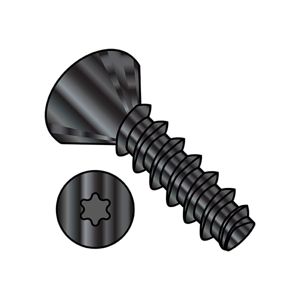 Thread Forming Screw, #8-16 x 3/4 in, Wax Steel Flat Head Torx Drive, 10000 PK