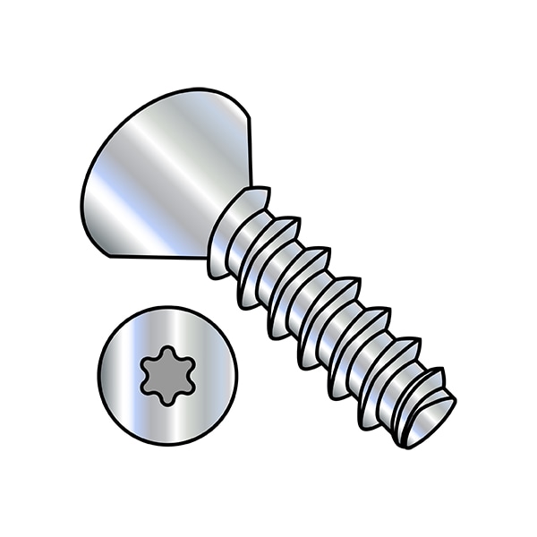Thread Forming Screw, 1/4"-10 x 3/4 in, Wax Steel Flat Head Torx Drive, 4000 PK