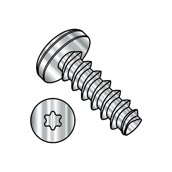 Thread Forming Screw, 1/4"-10 x 1/2 in, Wax Stainless Steel Pan Head Torx Drive, 2000 PK