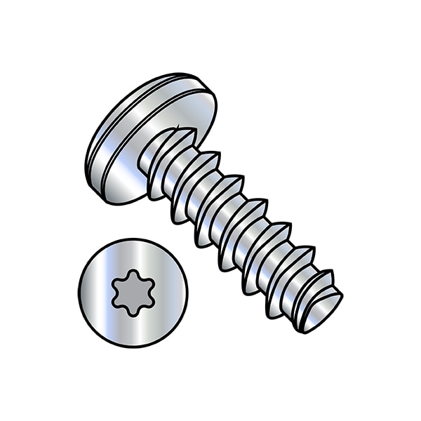Thread Forming Screw, 1/4"-10 x 1/2 in, Wax Steel Pan Head Torx Drive, 4000 PK