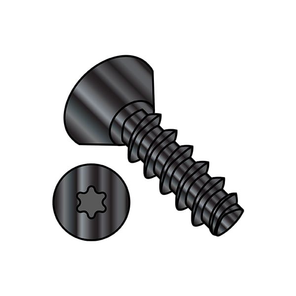 Thread Forming Screw, #4-20 x 1/4 in, Wax Steel Flat Head Torx Drive, 10000 PK