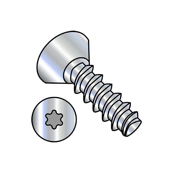 Thread Forming Screw, #8-16 x 3/8 in, Wax Steel Flat Head Torx Drive, 10000 PK