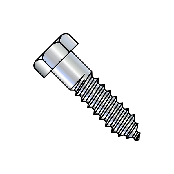Lag Screw, 5/16 in, 5-1/2 in, Steel, Zinc Plated Hex Hex Drive, 200 PK