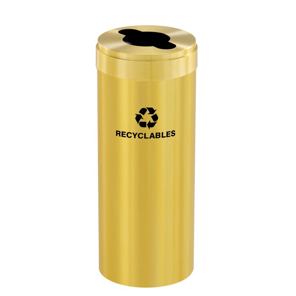 12 gal Round Recycling Bin, Satin Brass