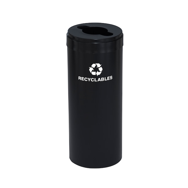 12 gal Round Recycling Bin, Satin Black