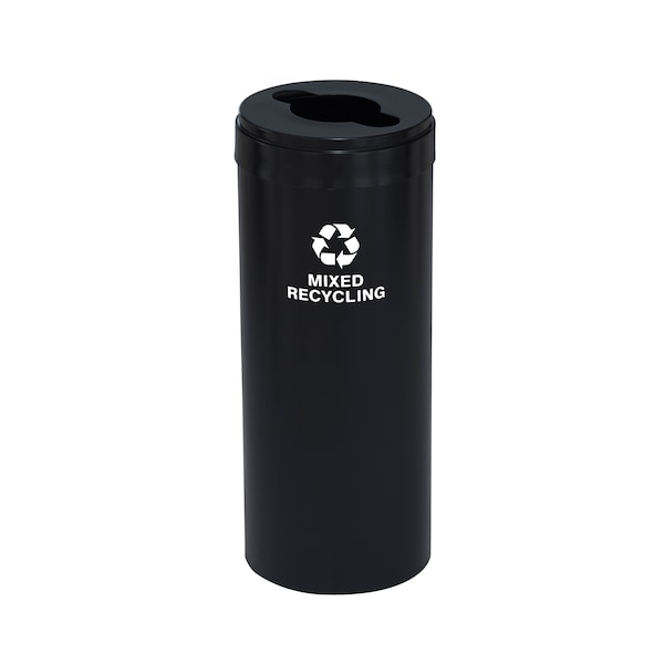 12 gal Round Recycling Bin, Satin Black