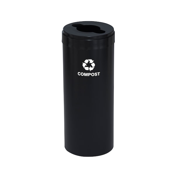 12 gal Round Recycling Bin, Satin Black