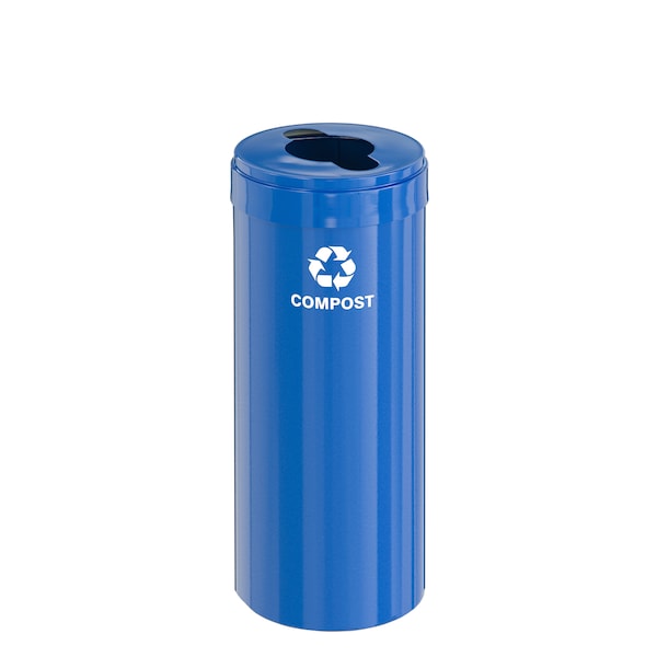 12 gal Round Recycling Bin, Blue