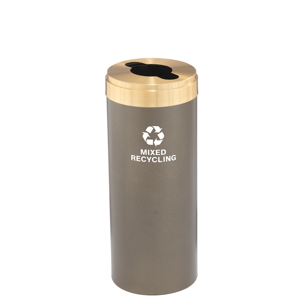 12 gal Round Recycling Bin, Bronze Vein/Satin Brass