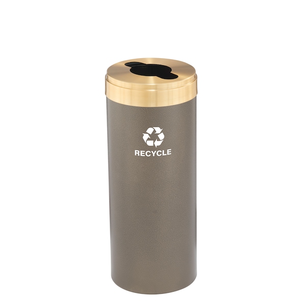 12 gal Round Recycling Bin, Bronze Vein/Satin Brass