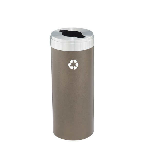 12 gal Round Recycling Bin, Bronze Vein/Satin Aluminum