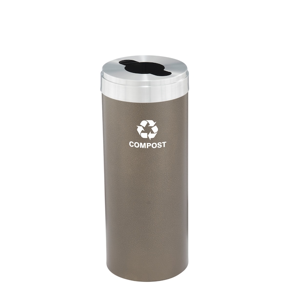 12 gal Round Recycling Bin, Bronze Vein/Satin Aluminum
