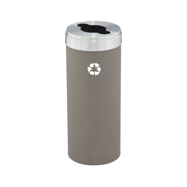 12 gal Round Recycling Bin, Nickel/Satin Aluminum