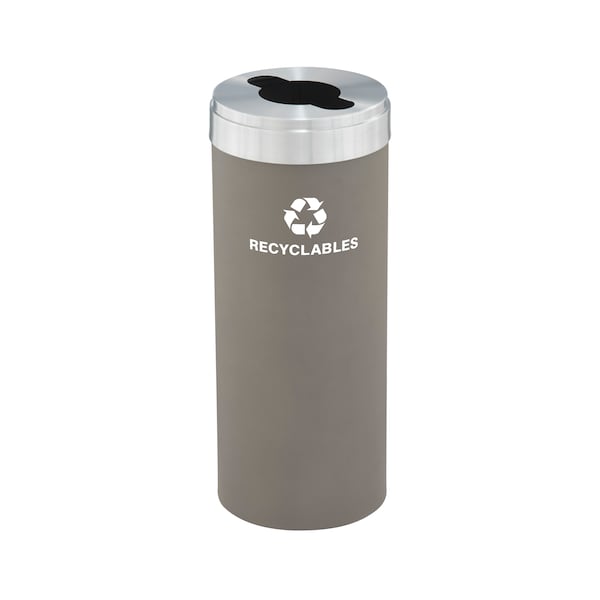 12 gal Round Recycling Bin, Nickel/Satin Aluminum