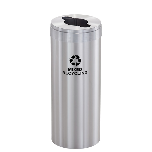 12 gal Round Recycling Bin, Satin Aluminum