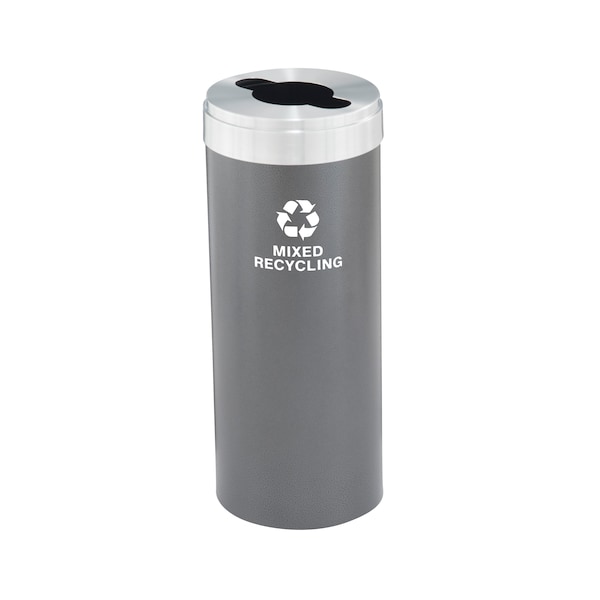 12 gal Round Recycling Bin, Silver Vein/Satin Aluminum
