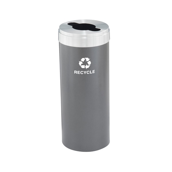 12 gal Round Recycling Bin, Silver Vein/Satin Aluminum