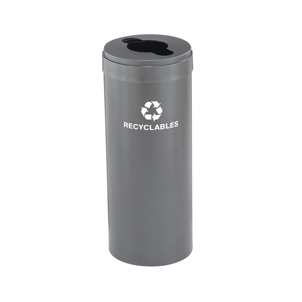 12 gal Round Recycling Bin, Silver Vein