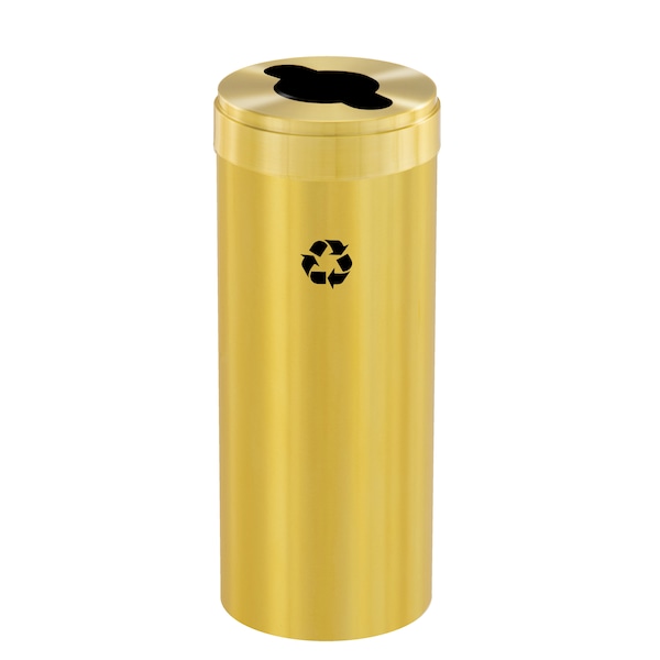 15 gal Round Recycling Bin, Satin Brass