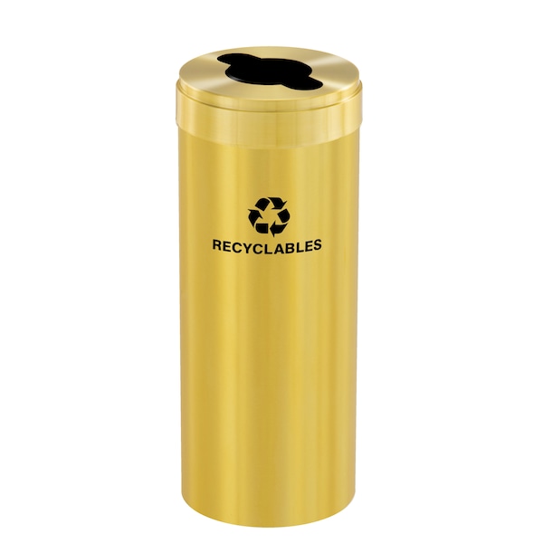 15 gal Round Recycling Bin, Satin Brass