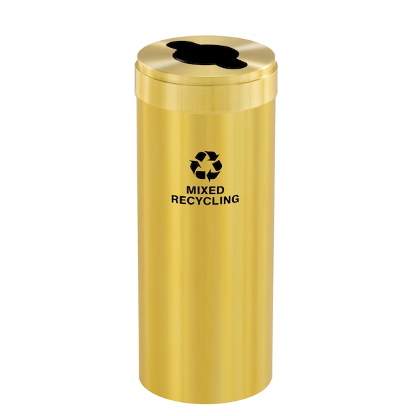 15 gal Round Recycling Bin, Satin Brass