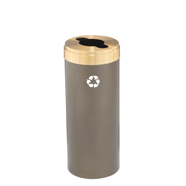 15 gal Round Recycling Bin, Bronze Vein/Satin Brass