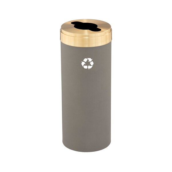 15 gal Round Recycling Bin, Nickel/Satin Brass