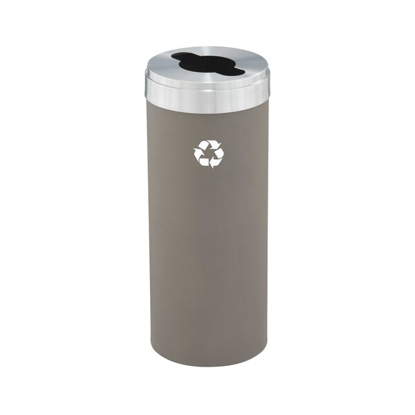 15 gal Round Recycling Bin, Nickel/Satin Aluminum