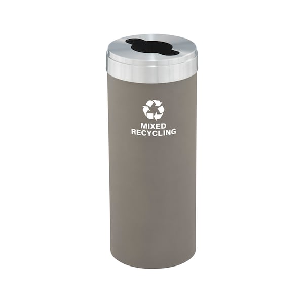 15 gal Round Recycling Bin, Nickel/Satin Aluminum