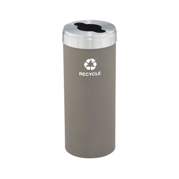 15 gal Round Recycling Bin, Nickel/Satin Aluminum