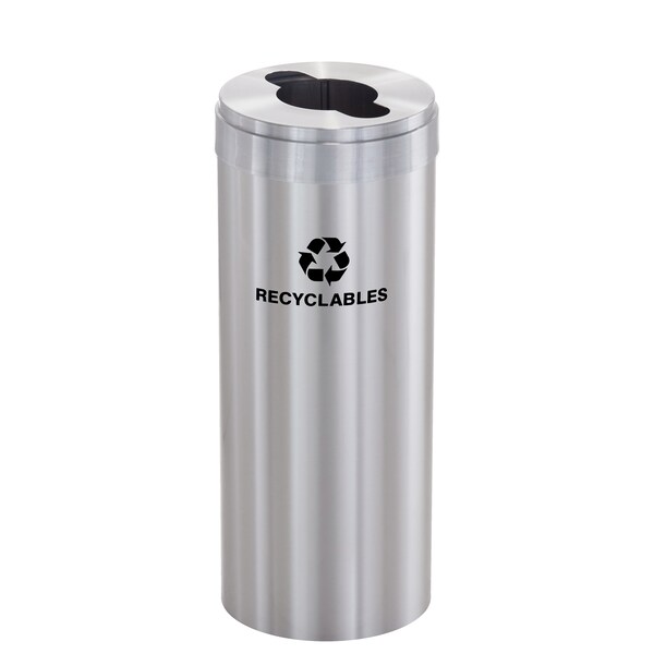 15 gal Round Recycling Bin, Satin Aluminum