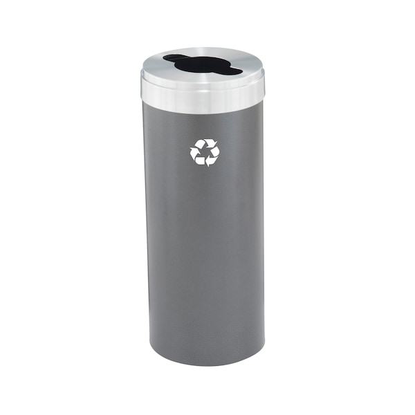 15 gal Round Recycling Bin, Silver Vein/Satin Aluminum