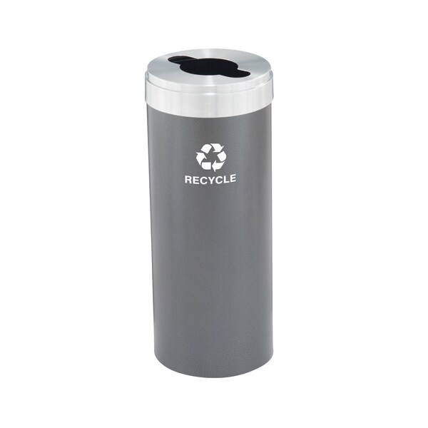 15 gal Round Recycling Bin, Silver Vein/Satin Aluminum